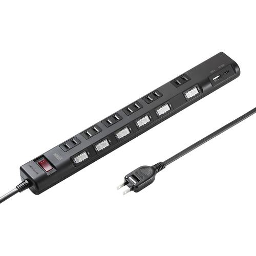 ■SANWA タップ 節電タップ〔品番:TAPB108UC1BK〕【7010100:0】[法人・事業所限定][直送元][店頭受取不可]