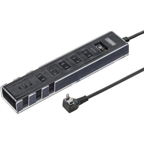 ■SANWA タップ スマホスタンド付きタップ〔品番:TAPB47UC3BK〕【7010126:0】[法人・事業所限定][直送元][店頭受取不可]