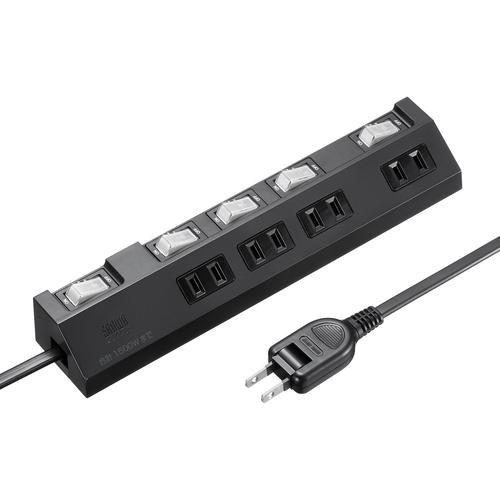 ■SANWA タップ 節電タップ〔品番:TAPS293BK〕【7010134:0】[法人・事業所限定][直送元][店頭受取不可]