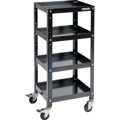 ■TRUSCO ツールワゴン ラビットワゴン 400X350 ゴム車輪 ブラック 〔品番:RBW843BK〕【7015388:0】[店頭受取不可]