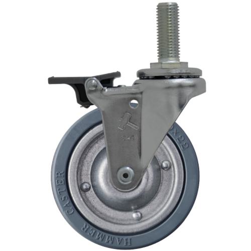 ■ハンマー ねじ込み式ゴムキャスター フロントストッパー シーソータイプ ねじ込み旋回式 ゴム車輪 ス..