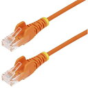 ■StarTech CAT6 LANケーブル/スリム/15m/オレンジ/PoE/スナッグレス/より線/カテゴリ6 イーサネットケーブル〔品番:N6PAT15MO...
