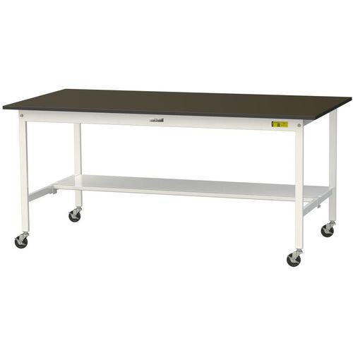 ■ヤマテック 実験用作業台 ワークテーブルLABシリーズ 実験用ラボテーブル 移動式 半面棚付き 指紋レス..