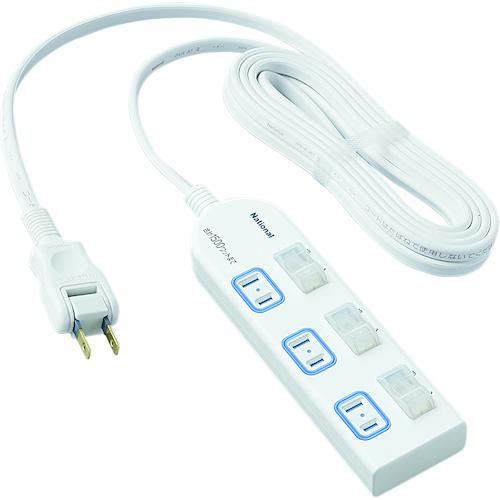 ■Panasonic 延長コード ザ・タップX 個別防水スイッチ付 3個口 3mコード付〔品番:WHA25334WP〕【7622040:0】[店頭受取不可]