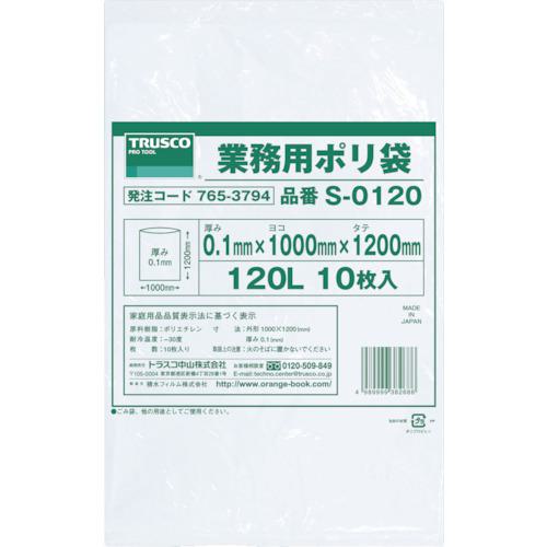 ■TRUSCO 業務用ポリ袋0.1×120L 10枚入〔品番:S0120〕【7653794:0】[店頭受取不可]