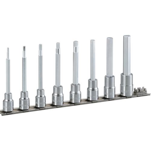 ■TONE ロングヘキサゴンソケットセット(ホルダー付) 8pcs 差込角9.5mm〔品番:HH308L〕【8109749:0】[店頭受取不可]