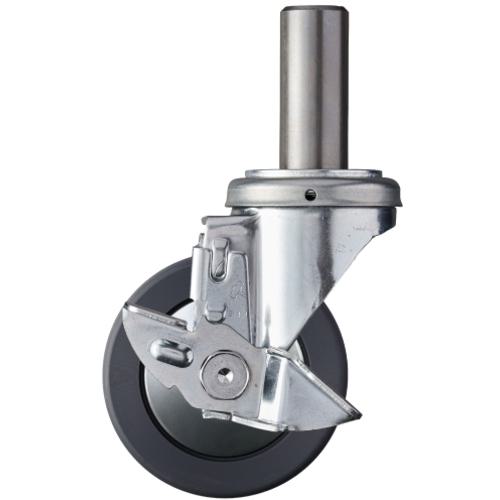 ■ハンマー 差込み式 旋回式MCナイロン車輪(ラジアルボールベアリング)100mm ストッパー付〔品番:413SKMCB100〕【8142325:0】[送料別途見積り][掲外取寄][店頭受取不可]