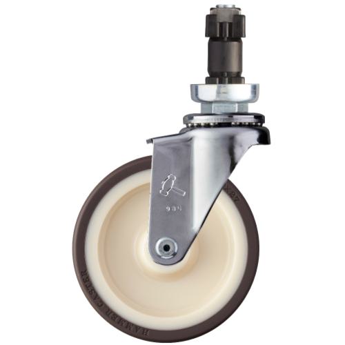 ■ハンマー パイプ差込み旋回式ウレタン車輪(ナイロンホイール・ローラーベアリング)100mm φ32用〔品番:4201ENUB100〕【8143006:0】[送料別途見積り][掲外取寄][店頭受取不可]