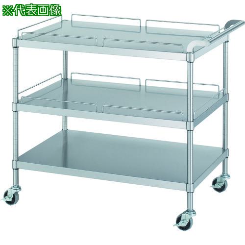 ■シンコー ステンレスワゴン(SUS430・ガード付)天地3段タイプ ガード:2段分 φ75ウレタン車 900×450×800〔品番:M219045U75〕【8166792:0】[法人・事業所限定][外直送元][店頭受取不可]