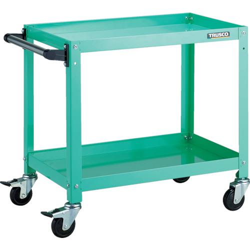 ■TRUSCO ツールワゴン ラビットワゴン 600X400 ハンドル付 ゴム車輪 ヤンググリーン〔品番:RBW662HYG〕【8183136:0】[直送DS][店頭受取不可]