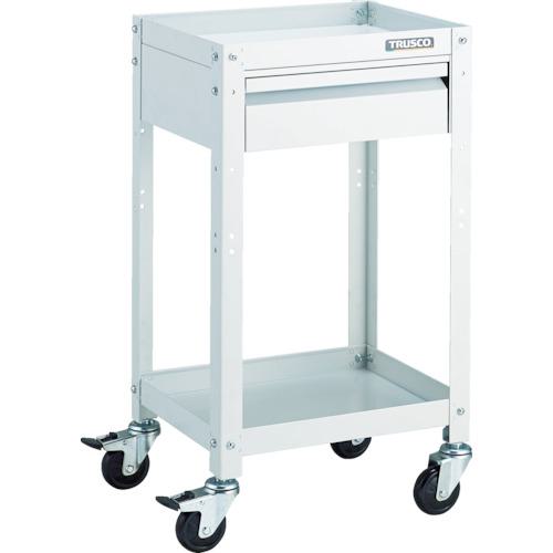 ■TRUSCO ツールワゴン ラビットワゴン 400X350 引出1段付 ゴム車輪 ホワイト〔品番:RBW742VW〕【8183149:0】[直送DS][店頭受取不可]