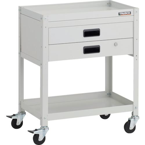 ■TRUSCO ツールワゴン ラビットワゴン 600X400XH740 2段引出付 ゴム車輪 ホワイト〔品番:RBW762XW〕【8183167:0】[直送DS][店頭受取不可]