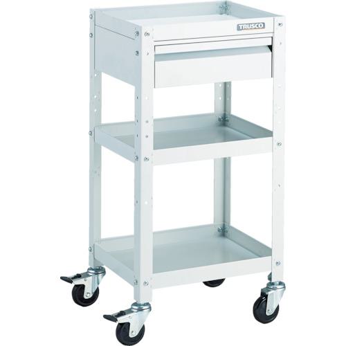 ■TRUSCO ツールワゴン ラビットワゴン 400X350 引出1段付 ゴム車輪 ホワイト〔品番:RBW843VW〕【8183189:0】[直送DS][店頭受取不可]