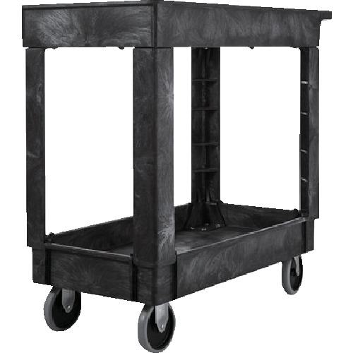 ■ラバーメイド 2シェルフユーティリティーカート ブラック〔品番:9T6607〕【8194741:0】[直送DS][店頭受取不可]