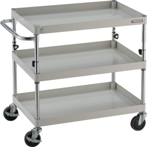 ■TRUSCO ツールワゴン フェニックスワゴン 省音 750X500XH700~950 3段 ホワイト〔品番:PEWA773W〕【8195144:0】[直送DS][店頭受取不可]