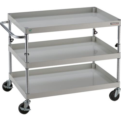 ■TRUSCO ツールワゴン フェニックスワゴン 省音 900X600XH700~950 3段 ホワイト〔品番:PEWA793W〕【8195146:0】[直送DS][店頭受取不可]