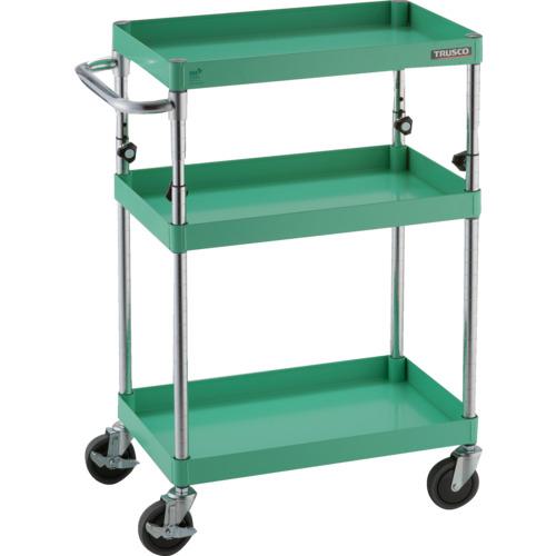 ■TRUSCO ツールワゴン フェニックスワゴン 省音 600X400XH880~1130 3段 ヤンググリーン〔品番:PEWA963YG〕【8195149:0】[直送DS][店頭受取不可]