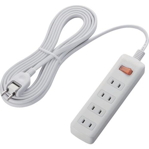 ■ELECOM 雷ガードタップ 一括スイッチ 4個口 5m ホワイト〔品番:TK3A2450WH〕【8218666:0】[店頭受取不可]