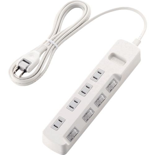 ■ELECOM 雷ガードタップ 個別スイッチ 4個口 2.5m ホワイト〔品番:TK5A2425WH〕【8218669:0】[店頭受取不可]
