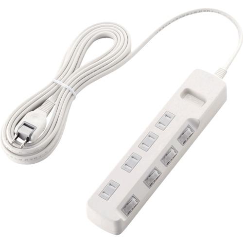 ■ELECOM 雷ガードタップ 個別スイッチ シャッター付 4個口 5m ホワイト〔品番:TK6A2450WH〕【8218680:0】[店頭受取不可]
