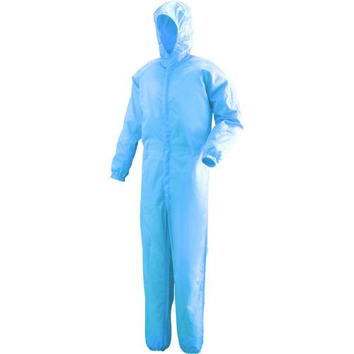 ■ミドリ安全 フード一体型クリーンウェア ブルー L〔品番:C1351BL〕【8258919:0】[店頭受取不可]