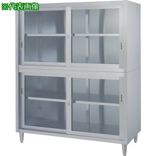 ■シンコー ステンレス保管庫 二段式アジャスト付 VAGG型 (上下ガラス戸) 900×600×1750〔品番:VAGG9060〕【8282478:0】[法人・事業所限定][外直送元][店頭受取不可]