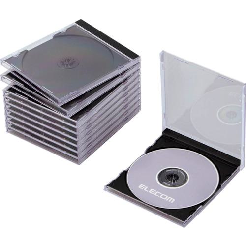 ■エレコム CD・DVD・Blu-rayプラケース 1枚収納 ブラック(10枚入)〔品番:CCDJSCN10BK〕【8282805:0】[..