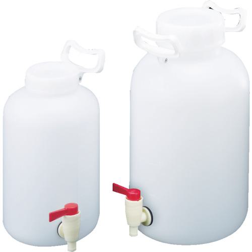 ■サンプラ PE取手付広口下口活栓瓶 ナチュラル 5L〔品番:06521〕【8362225:0】[店頭受取不可]