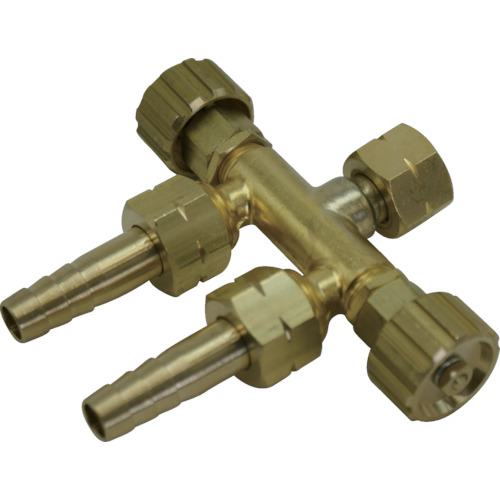 ■千代田 二又バルブ(アセチレン用)〔品番:24666〕【8513221:0】[送料別途見積り][掲外取寄][店頭受取不..