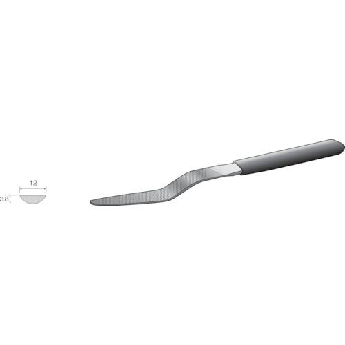 ■Minimo コテヤスリ クランク型 細目 半丸〔品番:RD5202〕【8528643:0】[送料別途見積り][掲外取寄][店頭受取不可]