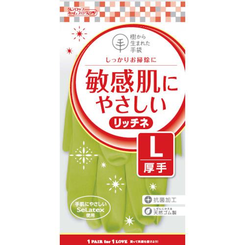■ダンロップ 脱タンパク天然ゴム リッチネ厚手 Lグリーン〔品番:6702〕【8548703:0】