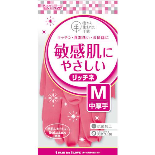 ■ダンロップ 脱タンパク天然ゴム リッチネ中厚手 Mピンク〔品番:6704〕【8548705:0】