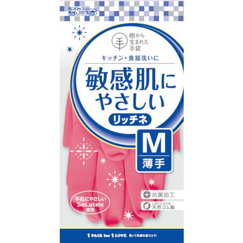 ■ダンロップ 脱タンパク天然ゴム リッチネ薄手 Mピンク〔品番:6708〕【8548709:0】