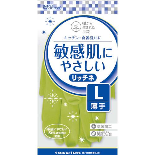 ■ダンロップ 脱タンパク天然ゴム リッチネ薄手 Lグリーン〔品番:6710〕【8548711:0】