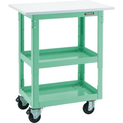 ■TRUSCO ツールワゴン ドルフィン 高さ調節式 天板付 4輪自在 ヤンググリーン〔品番:DLWSA963TJYG〕【8549291:0】[直送DS][店頭受取不可]