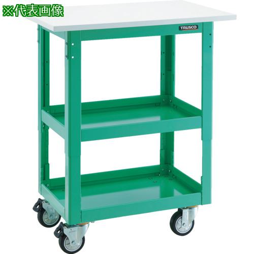 ■TRUSCO ツールワゴン ドルフィン 高さ調節式 天板付 ウレタン車輪 ヤンググリーン〔品番:DLWSA963TUYG〕【8549295:0】[直送DS][店頭受取不可]