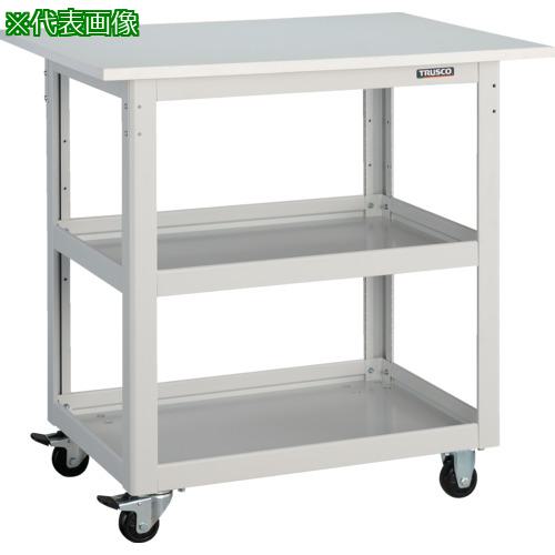 ■TRUSCO ツールワゴン ドルフィン 高さ調節式 天板付 4輪自在 ウレタン車輪 ホワイト〔品番:DLWSA973TUJW〕【8549308:0】[直送DS][店頭受取不可]