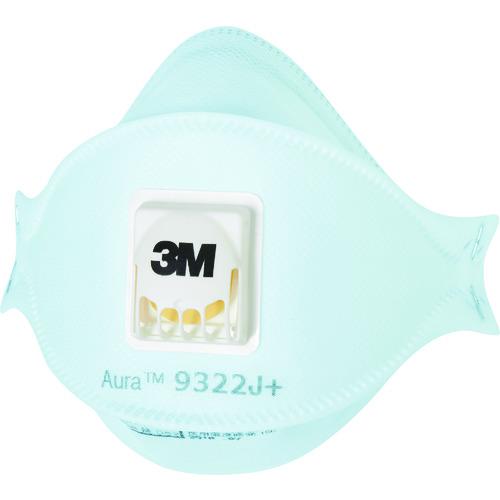 ■3M Aura 使い捨て式防じんマスク 9322J+ DS2 排気弁付 10枚/1箱〔品番:9322JAURAT〕【8549802:0】[店頭受取不可]