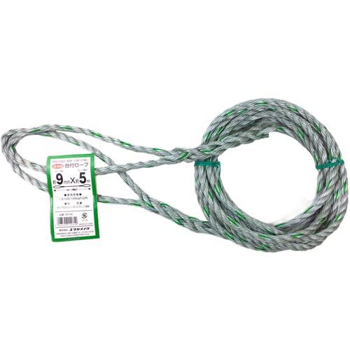 ■ユタカメイク 台付ロープ PE&PP混紡ロープ 9mmX5m〔品番:DR95〕【8552739:0】[店頭受取不可]