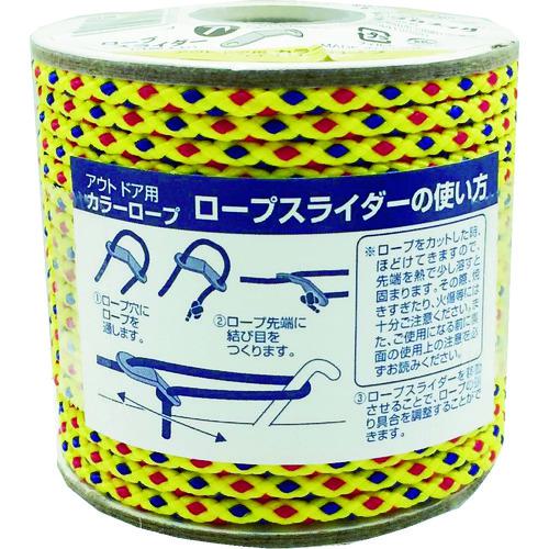 ■ユタカメイク アウトドア用カラーロープ イエロー 3.5mm×20m〔品番:ROC10〕【8556034:0】[店頭受取不可]