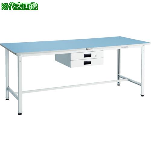 《メーカー》トラスコ中山（株）《品番》BER-1860UDK2W《特長》●青色の天板には鎮静作用と視認性が高まる効果があります。●引出しは使い勝手に応じて使いやすい位置に取り付けできます。●リノリューム張天板を使用し、目に優しく、長期間の作業でも負担が軽減できます。商品の仕分けや検品に最適です。表面は滑らかで、ソフトな光沢があり清潔感を保持し、耐水性・防汚性にも優れています。●引出付で簡単に収納できます。《用途》《仕様》●天板材質:リノリューム張●間口(mm):1800●奥行(mm):600●高さ(mm):740●脚部カラー:ホワイト(W)●アジャスターねじサイズ:M16×2.0●引出し:薄型1列2段 UDK-002 W●均等荷重(kg):250●カタログ表記品番:BER-1860UDK2(色記号)●引出し内寸(mm)間口×奥行×深さ:393×395×45《仕様2》●薄型2段引出付《原産国（名称）》日本《材質／仕上》●本体:スチール《セット内容／付属品》《注意》●車上渡しのため、お客様での荷降ろしが必要です。●提供不可:chemSHERPA《JANコード》4989999501575《本体質量》46.0kgTRUSCO　軽荷重作業台（250kg）BE型　1800X600XH740　薄型2段引出付　ホワイト色〔品番：BER-1860UDK2W〕[注番:8563924][本体質量：46.0kg]《包装時基本サイズ：××》〔包装時質量：〕分類》物流・保管用品》作業台》軽荷重作業台☆納期情報：取寄管理コード(904) メーカー直送品【法人限定＝会社名ご記入お願い致します。】