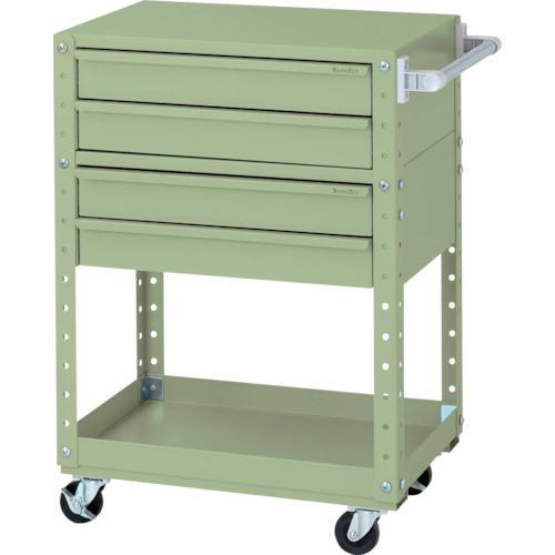 ■ヤマテック スペシャルワゴン W600×D400 移動式 キャビネット浅型2段×2個 ヤマテックグリーン〔品番:W6CSS2G〕【8683437:0】[法人・事業所限定][外直送元][店頭受取不可]
