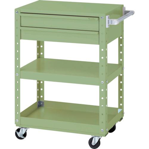 ■ヤマテック スペシャルワゴン W600×D400 移動式 キャビネット浅型2段×ヤマテックグリーン〔品番:W6CSSG〕【8683441:0】[法人・事業所限定][外直送元][店頭受取不可]