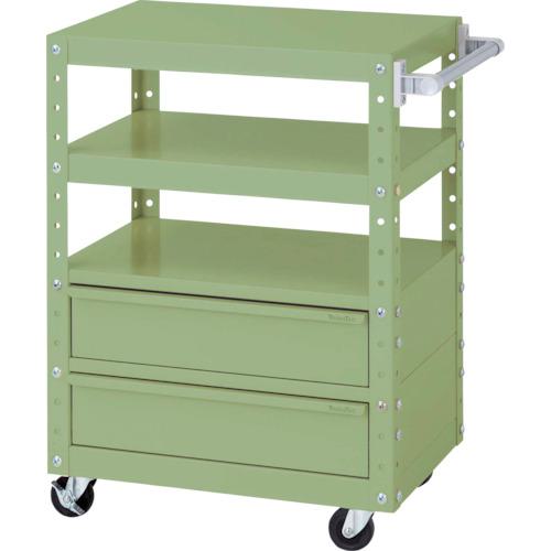 ■ヤマテック スペシャルワゴン W600×D400 移動式 キャビネット深型1段×2個 ヤマテックグリーン〔品番:W6CUBM2G〕【8683451:0】[法人・事業所限定][外直送元][店頭受取不可]