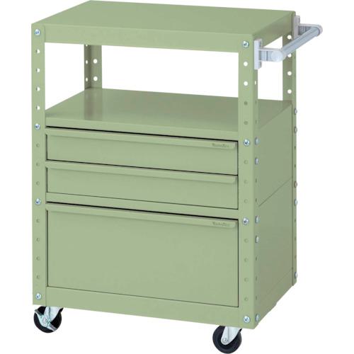■ヤマテック スペシャルワゴン 移動式 キャビネット超深型1段×1個、浅型2段×1個 ヤマテックグリーン〔品番:W6CUBSDG〕【8683457:0】[法人・事業所限定][外直送元][店頭受取不可]