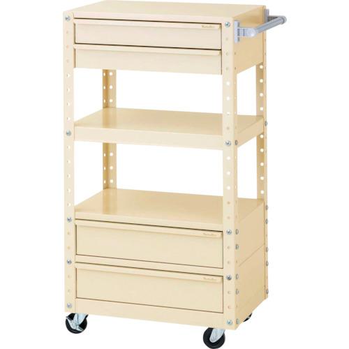 ■ヤマテック スペシャルワゴン 移動式 キャビネット深型1段×2個、浅型2段×1個 ヤマテックアイボリー〔品番:W6CUHSBM2IV〕【8683484:0】[法人・事業所限定][外直送元][店頭受取不可]