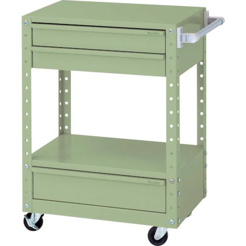 ■ヤマテック スペシャルワゴン 移動式 キャビネット浅型2段×1個、深型1段×1個 ヤマテックグリーン〔品番:W6CUSBMG〕【8683503:0】[法人・事業所限定][外直送元][店頭受取不可]