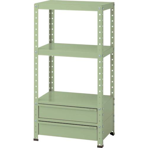 ■ヤマテック スペシャルワゴン 固定式 キャビネット深型1段×2個 ヤマテックグリーン〔品番:W6HBM2G〕【8683519:0】[法人・事業所限定][外直送元][店頭受取不可]