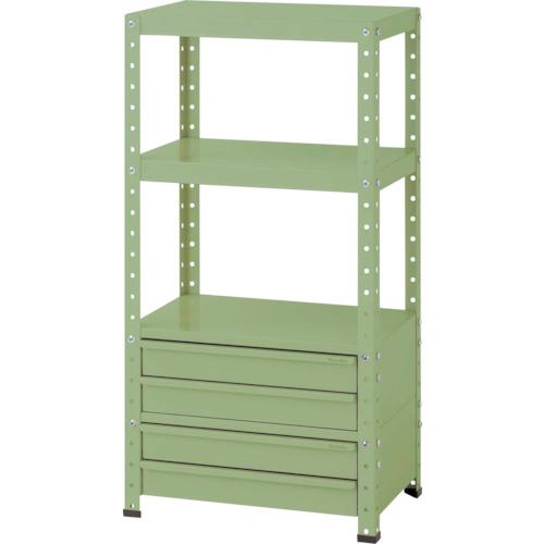 ■ヤマテック スペシャルワゴン 固定式 キャビネット浅型2段×2個 ヤマテックグリーン〔品番:W6HBS2G〕【8683521:0】[法人・事業所限定][外直送元][店頭受取不可]