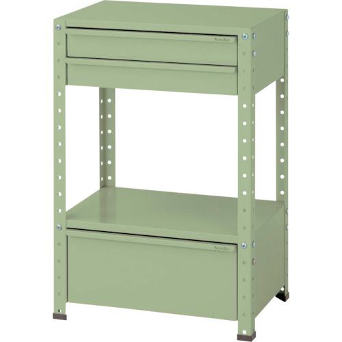 ■ヤマテック スペシャルワゴン 固定式 キャビネット超深型1段×1個、浅型2段×1台ヤマテックグリーン〔品番:W6SBDG〕【8683553:0】[法人・事業所限定][外直送元][店頭受取不可]